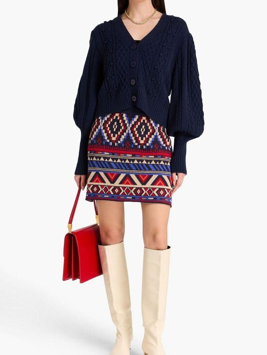 FARM Rio Dresses & Skirts - Farm Rio Aninika Tapestry Sweater Skirt Red Blue Aztec Boho Size Small